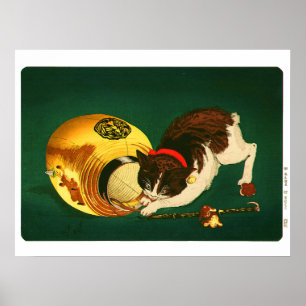 Poster Chat et Lanterne Kobayashi Kiyochika 1886
