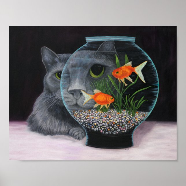 Poster Chat et pêcheur Gris Long Haïlé (Devant)