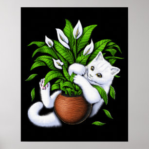 Poster Chat et Plantes de maison