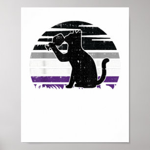 Poster Chat Et Vin Asexué Fierté Retro Boire LGBT-Q A