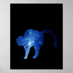 Poster chat étoile étoile bleu étoile