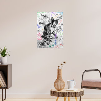 Poster Chat Étudier la gravité W