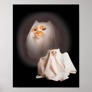 Poster Chat fantôme Chat fantôme drôle de chat mème Hallo
