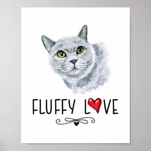 Poster Chat Fluffy Love Kitty Meow Portrait