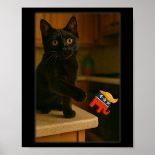 Poster Chat Frapper Trump De La Table De Comptoir Ledge D