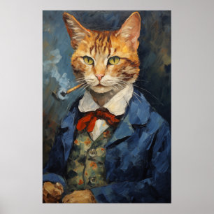 Poster chat fumer Tabac d'art imprimé, peinture de chat