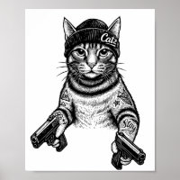 Chat Gangster Tatoué Art | Kitty Streetwear Cool