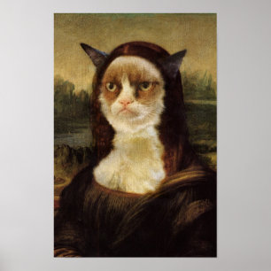 Poster Chat Grumpy Mona Lisa