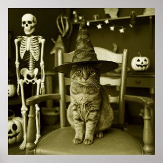 Poster Chat Halloween Witchy