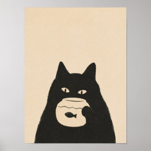 Poster chat humeur poisson boule