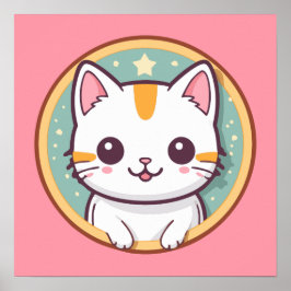 Poster Chat japonais mignon Kawaii Kitten