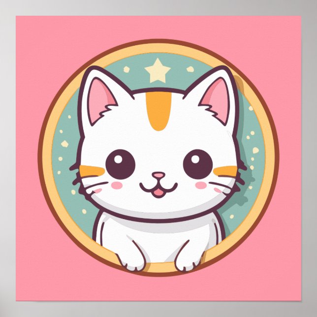 Poster Chat japonais mignon Kawaii Kitten (Devant)