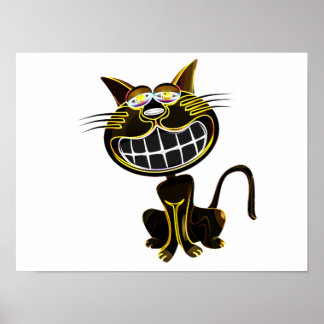 POSTER CHAT JAUNE ET NOIR CLAIR