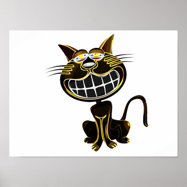 POSTER CHAT JAUNE ET NOIR CLAIR (Devant)