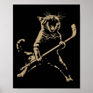 Poster Chat Jouant au Hockey sur Glace 