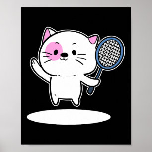 Poster Chat Jouer Badminton Badminton Joueur Pour Hommes 
