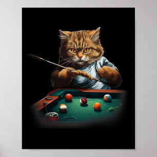 Poster Chat Jouer Piscine Billard Cool Drôle Chats Hommes
