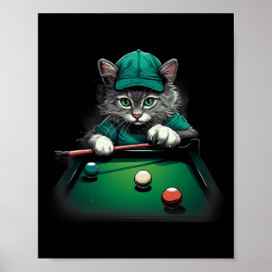 Poster Chat Jouer Pool Billard Cool Drôle Chats