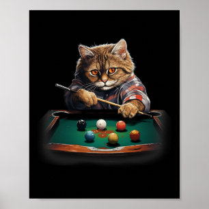 Poster Chat Jouer Pool Billard Cool Drôle Chats