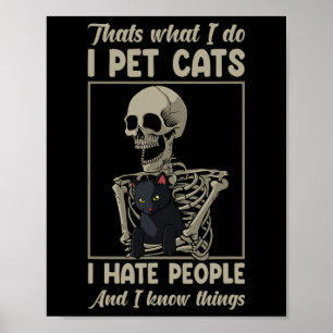 Poster Chat Kitten Lover Grumpy Crâne Kitty Propriétaire 