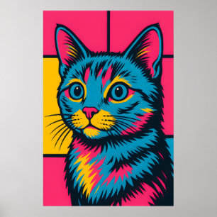 Poster Chat Kitty Pop Art Rétro