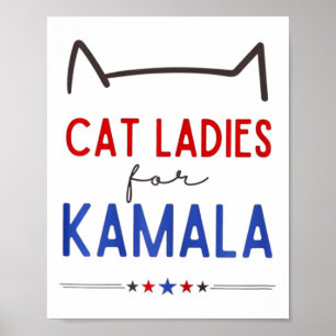 Poster Chat Ladies For Kamala Funny Amoureux des chats