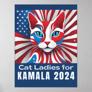 Poster Chat Ladies for Kamala Harris Président 2024 Poste