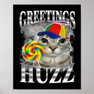 Poster Chat Lollipop Mème Salutations Huzz Drôle Silly Ca