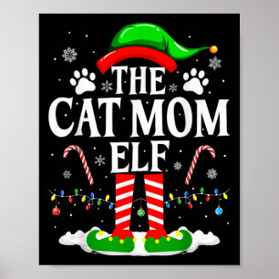 Poster Chat Maman Elf Xmas Drôle Chats Amoureux Noël Ca