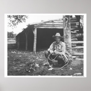 Poster Chat mangeant dans une boîte de café