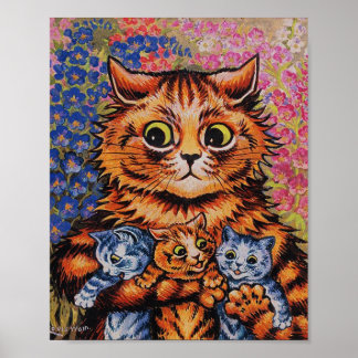 Poster Chat Mère - Louis Wain Artwork - Chats Amusants