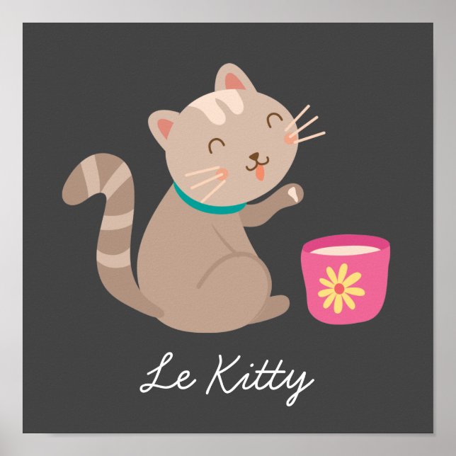 Poster Chat mignon avec dessin animé Le Kitty (Devant)