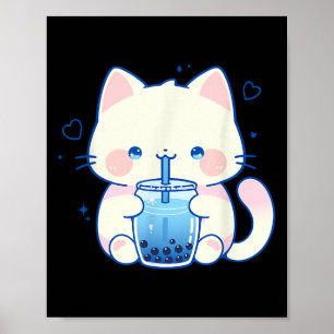 Poster Chat Mignon Boba Japonais Fille Anime Esthétique M