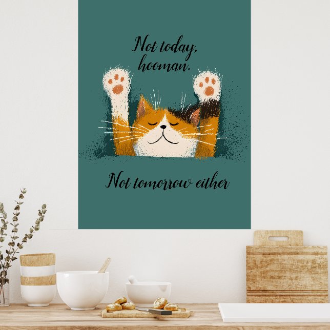 Poster Chat mignon drôle qui fait la sieste (Cuisine)