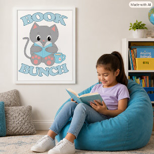 Poster Chat Mignon Lisant un Livre pour les Amoureux de C