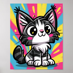 Poster Chat Mignon Maine Coon Pop Art Dessin Animé