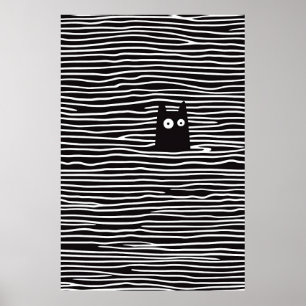 Poster Chat minimaliste en bandes