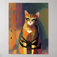 Chat mosaïque marocaine abstraite art portrait kit