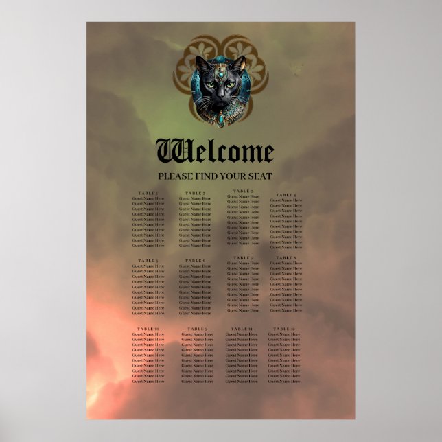 Poster Chat mystique d'Egypte, noir comme la nuit (Devant)