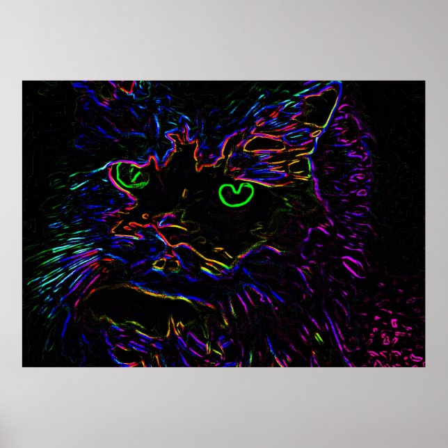 Poster Chat Neon Glow (Devant)