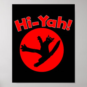 Poster Chat Ninja Karaté Kiai Arts Martiaux