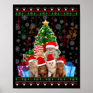 Poster Chat Noël Drôle laid Femmes Hommes Cadeau de Noël