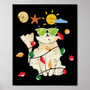 Poster Chat Noël en juillet Kitten Cool Animal de compagn