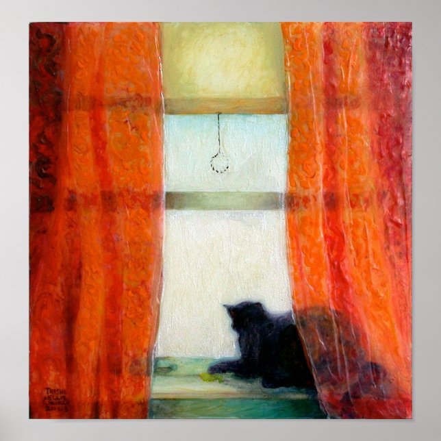 Poster Chat noir à la fenêtre (Devant)