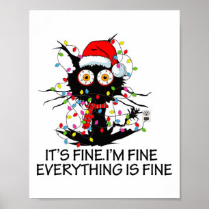 Poster Chat noir amusant Ça va bien Je vais bien Tout va