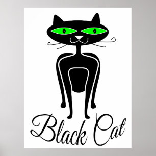 Poster Chat noir aux yeux verts