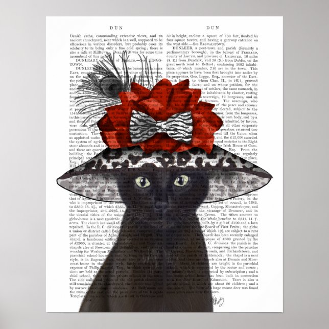 Poster Chat noir avec Casquette fabuleux (Devant)