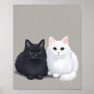 Poster chat noir blanc