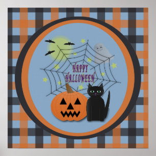 Poster Chat noir & Citrouille Halloween pas effrayant