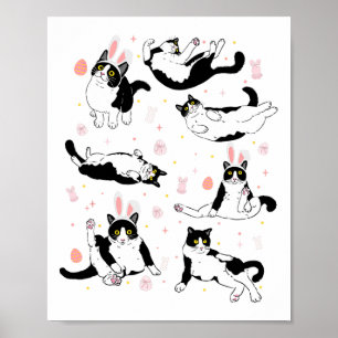 Poster Chat noir drôle Oeuf de Pâques Joyeux Bunny de Pâq